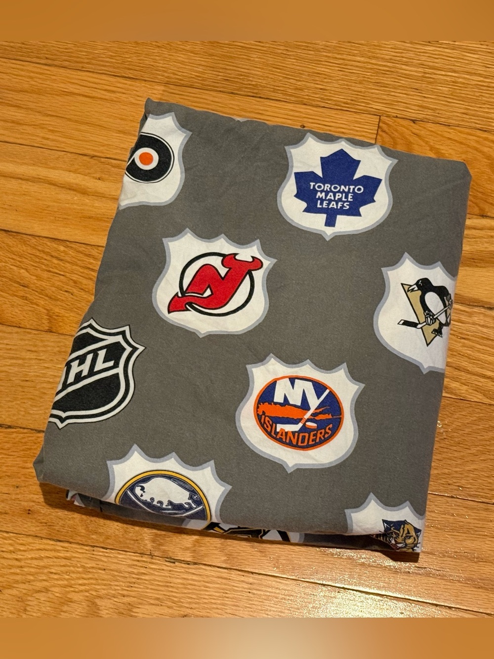 Pottery Barn Teen NHL hockey Eastern conference full flat sheet gray team logos